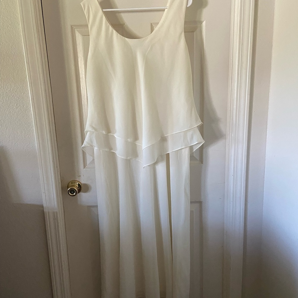 Coldwater Creek Cream Embellished Chiffon Formal Dress - Picture 2 of 5